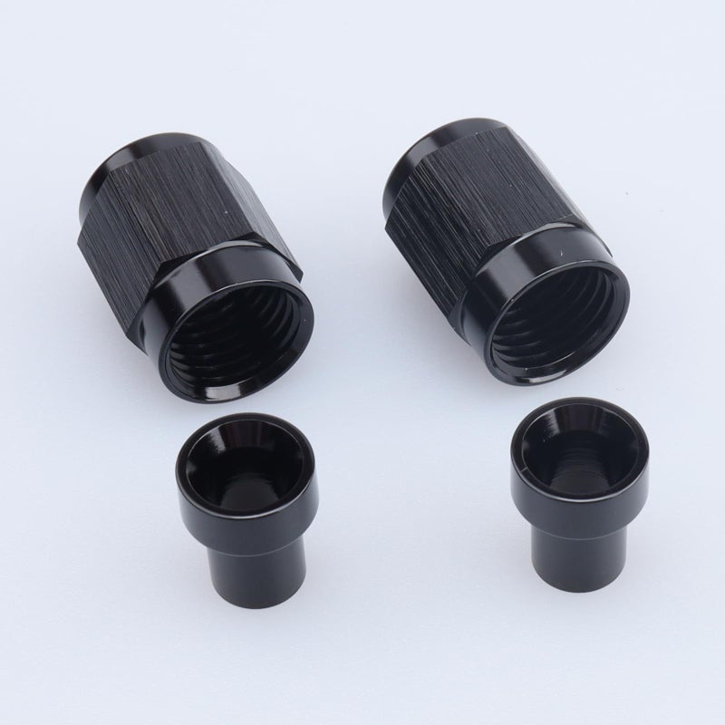 AC PERFORMANCE -3 AN Female Tube Nut and Sleeve Hardline Fitting for 3/16" OD Tubing, Black Aluminum, Pack of 2 - Image 1